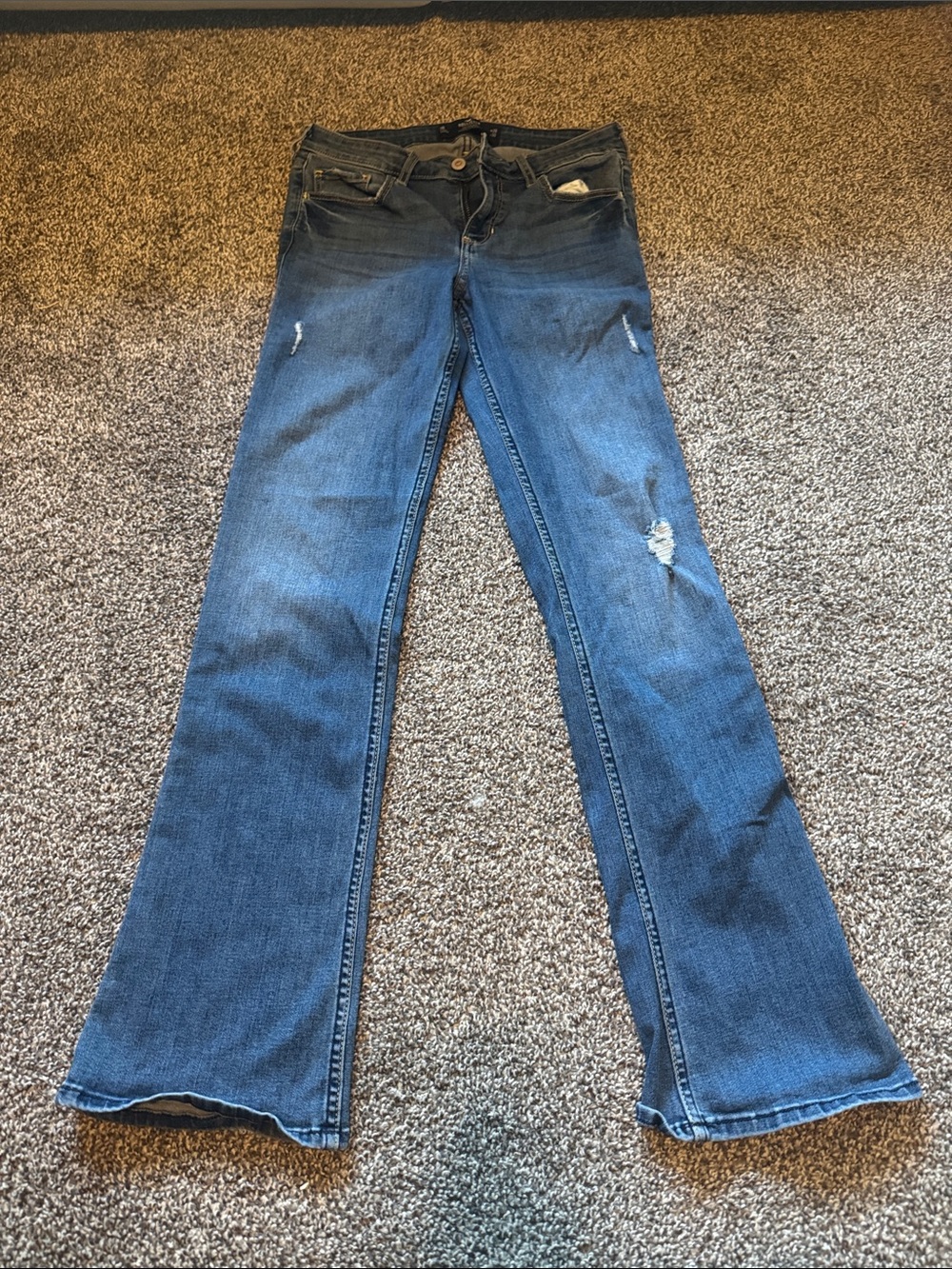 Women's Blue Bootcut Distressed Jeans